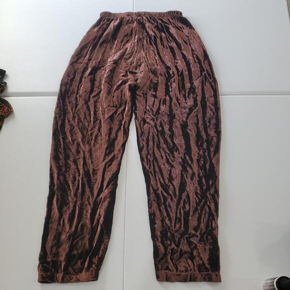 CP Shades Pants Womens Large Brown Crushed Velvet Pull On Elastic Waist Lounge - Picture 2 of 12